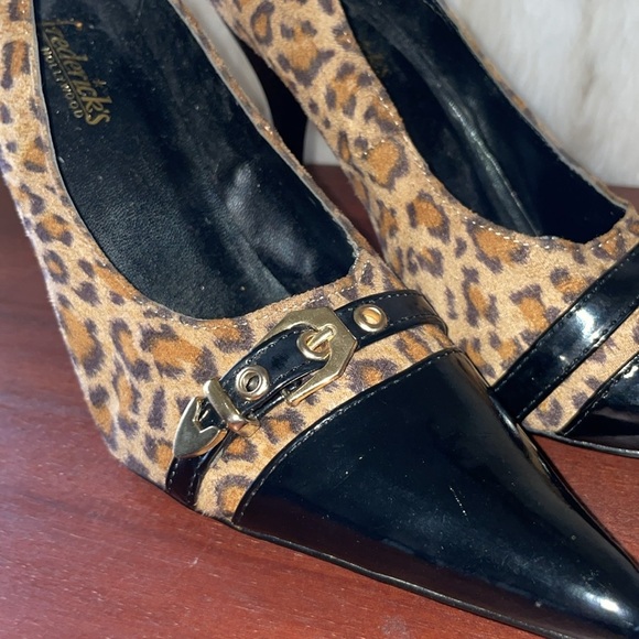 Frederick’s of Hollywood Animal Print Stiletto Heels Leopard Black Patent Sz 7.5 - Picture 8 of 13